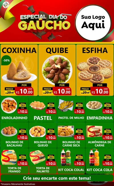 Modelo de Encarte para Encarte Grande com o tema Especial Dia do Gaúcho para Salgadaria