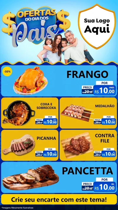 Modelo de TV para TV Vertical com o tema Ofertas do Dia dos Pais para Assados