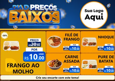 Modelo de Encarte para Encarte A4 Horizontal com o tema Dia D Preço Baixo para Restaurante