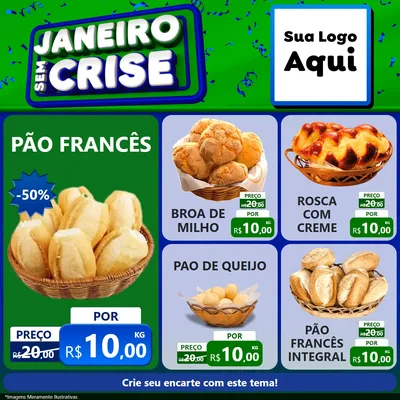 Modelo de Rede Social para Feed Facebook com o tema Janeiro Sem Crise para Padaria