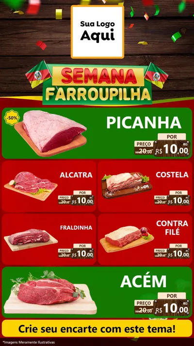 Modelo de TV para TV Vertical com o tema Semana Farroupilha para Açougue
