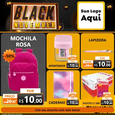 Modelo de Rede Social para Feed Facebook com o tema Black November para Papelaria