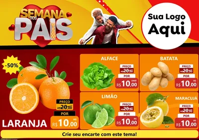 Modelo de Encarte para Encarte A4 Horizontal com o tema Semana Dos Pais para Hortifrúti
