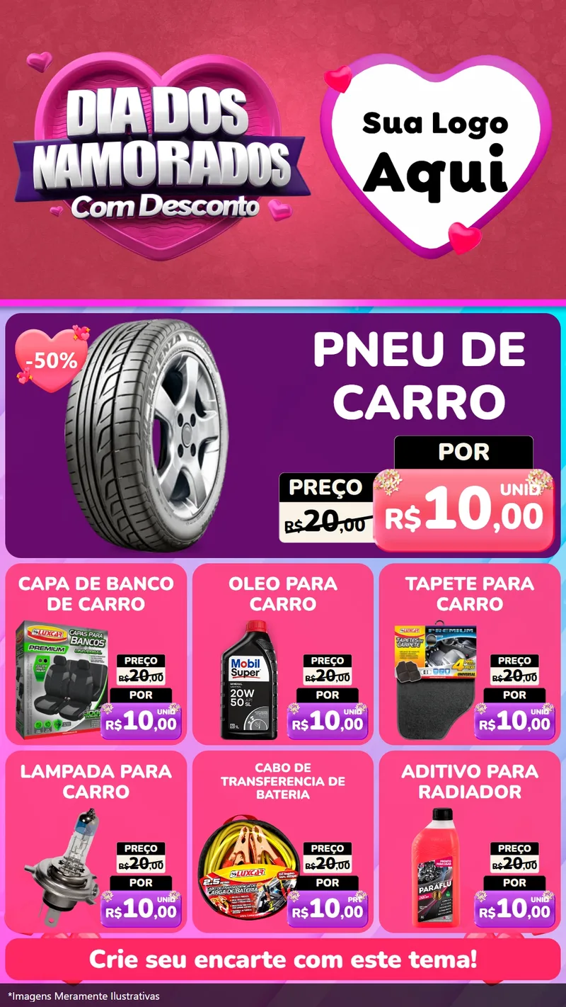 Modelo de Rede Social para Stories com o tema Dia Dos Namorados Com Desconto para Auto peças