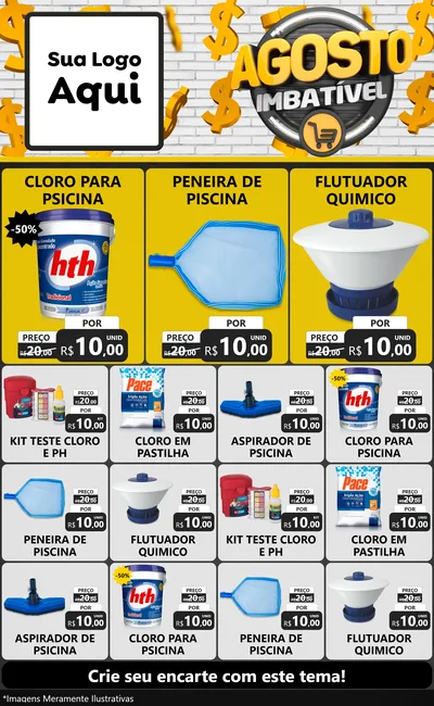 Modelo de Encarte para Encarte Grande com o tema Agosto imbatível para Produtos para Piscina