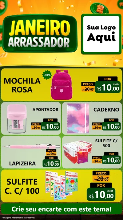 Modelo de TV para TV Vertical com o tema Janeiro Arrasador para Papelaria