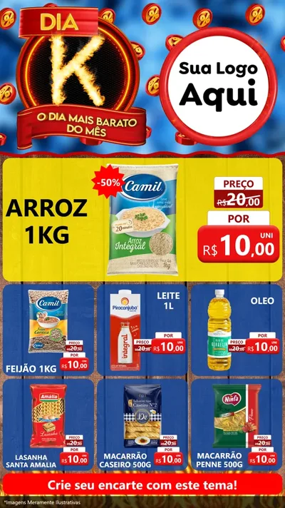 Modelo de Rede Social para Stories com o tema Dia K - O Dia Mais Barato Do Mês para Supermercado
