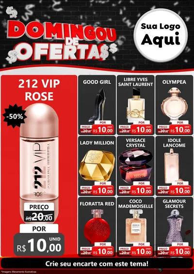 Modelo de Encarte para Encarte A4 Vertical com o tema Domingou de Ofertas para Perfumes