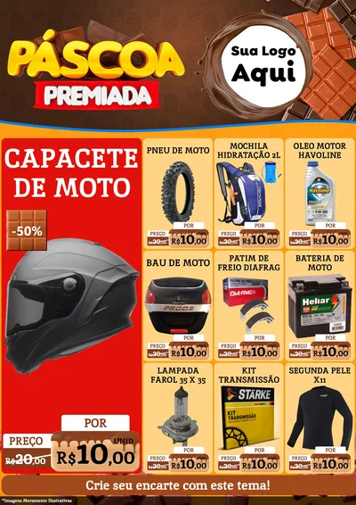Modelo de Encarte para Encarte A4 Vertical com o tema Páscoa Premiada para Moto peças
