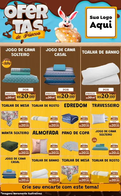 Modelo de Encarte para Encarte Grande com o tema Ofertas de Páscoa para Cama, Mesa e Banho