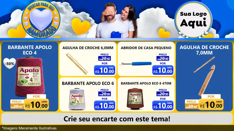 Modelo de TV para TV Horizontal com o tema Ofertas Para Seu Namorado para Armarinho e Aviamentos