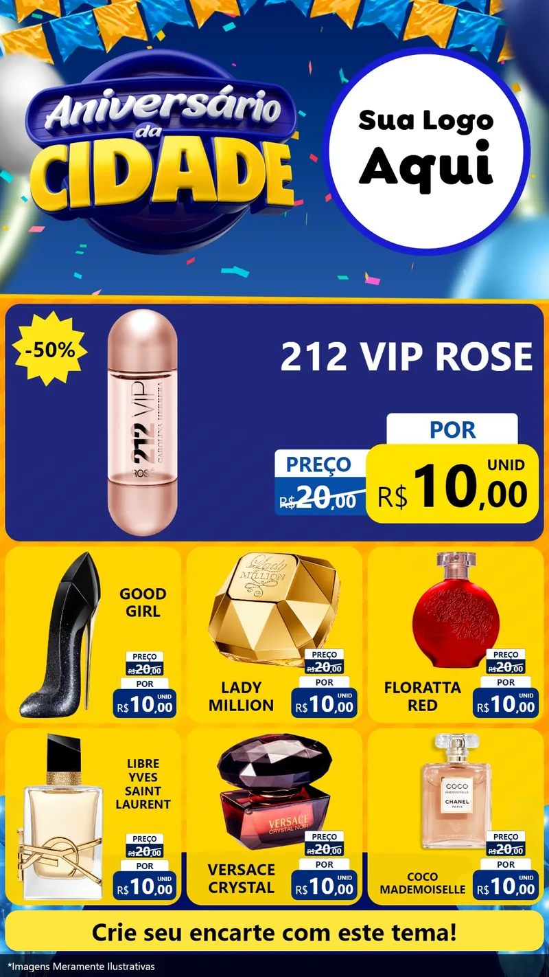 Modelo de Rede Social para Stories com o tema Aniversário da Cidade para Perfumes