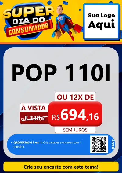 Modelo de Cartaz para Cartaz A4 Vertical com o tema Super Dia do Consumidor para Concessionaria de Motos