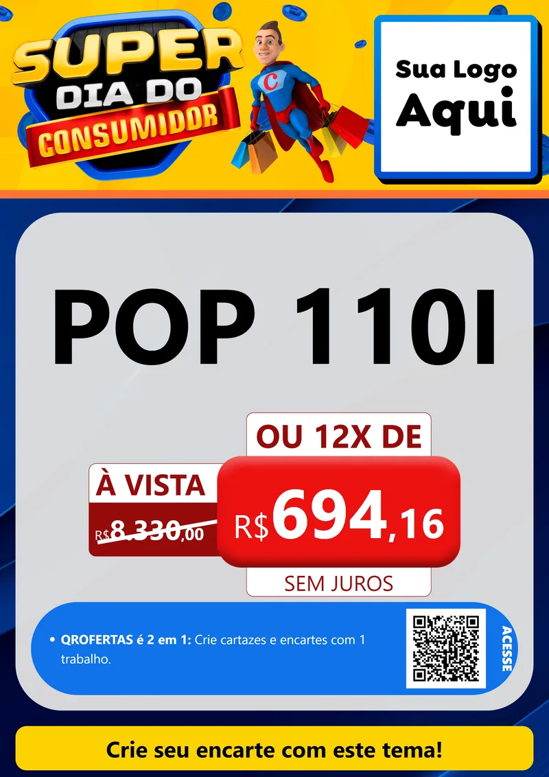 Modelo de Cartaz para Cartaz A4 Vertical com o tema Super Dia do Consumidor para Concessionaria de Motos