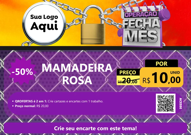Modelo de Cartaz para Cartaz A4 Horizontal com o tema Operação Fecha Mês para Bebês