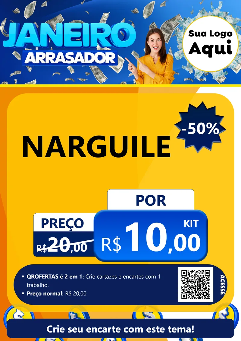 Modelo de Cartaz para Cartaz A4 Vertical com o tema Janeiro Arrasador para Tabacaria