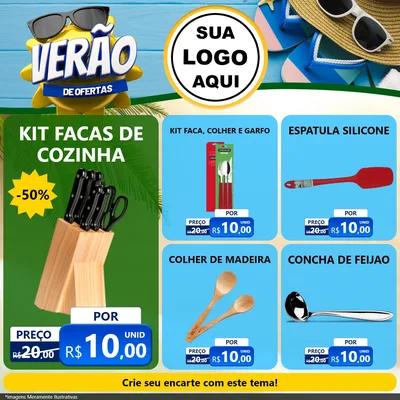 Modelo de Rede Social para Feed Facebook com o tema Verão de Ofertas para Utilidades Domésticas