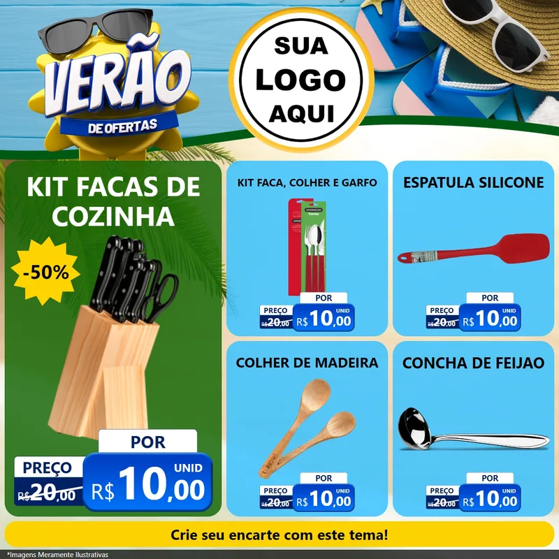 Modelo de Rede Social para Feed Facebook com o tema Verão de Ofertas para Utilidades Domésticas