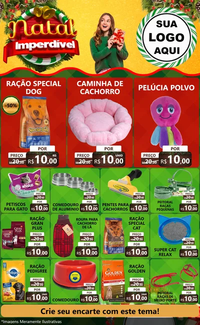 Modelo de Encarte para Encarte Grande com o tema Natal Imperdível para Pet Shop