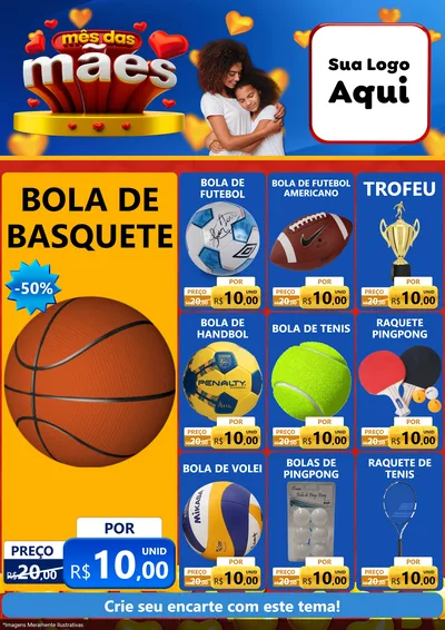 Modelo de Encarte para Encarte A4 Vertical com o tema Mês das Mães para Artigos Esportivos