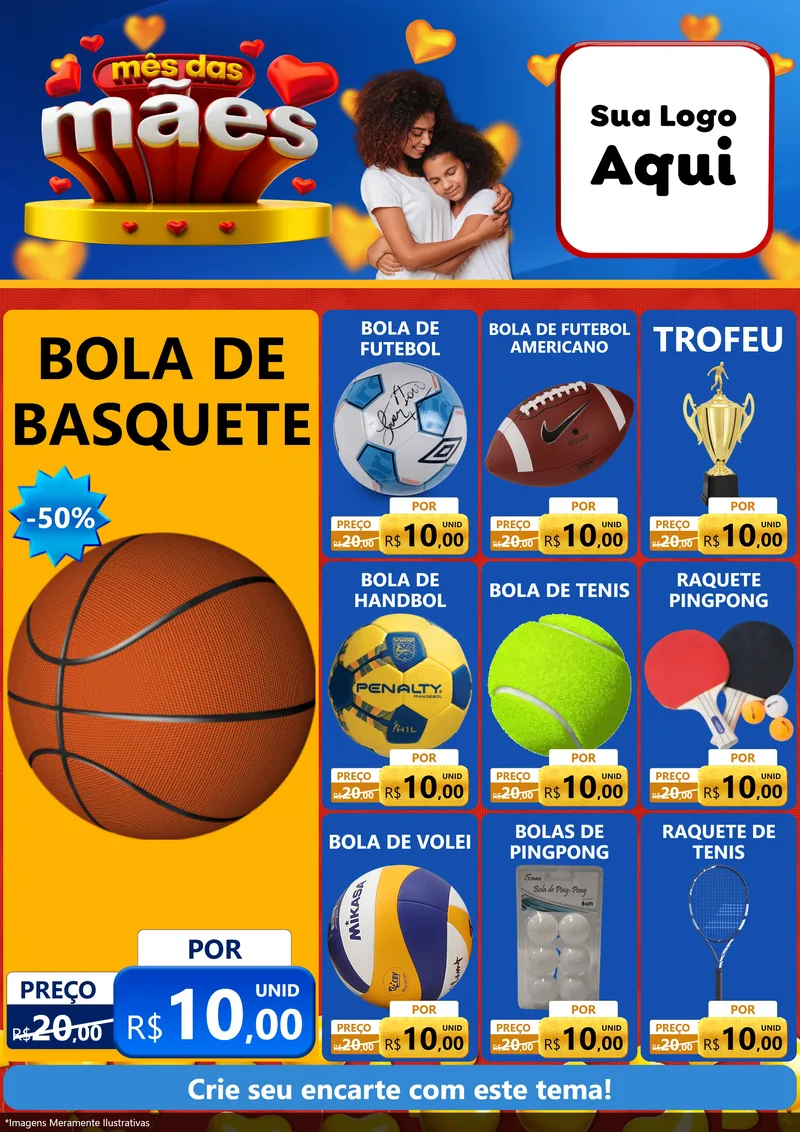 Modelo de Encarte para Encarte A4 Vertical com o tema Mês das Mães para Artigos Esportivos
