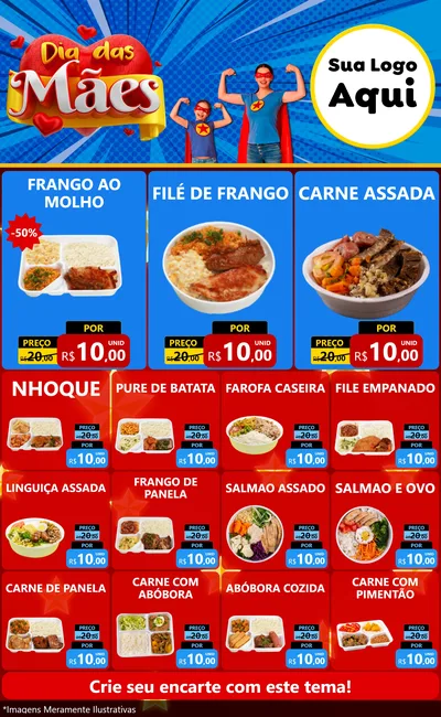 Modelo de Encarte para Encarte Grande com o tema Dia das Mães para Restaurante
