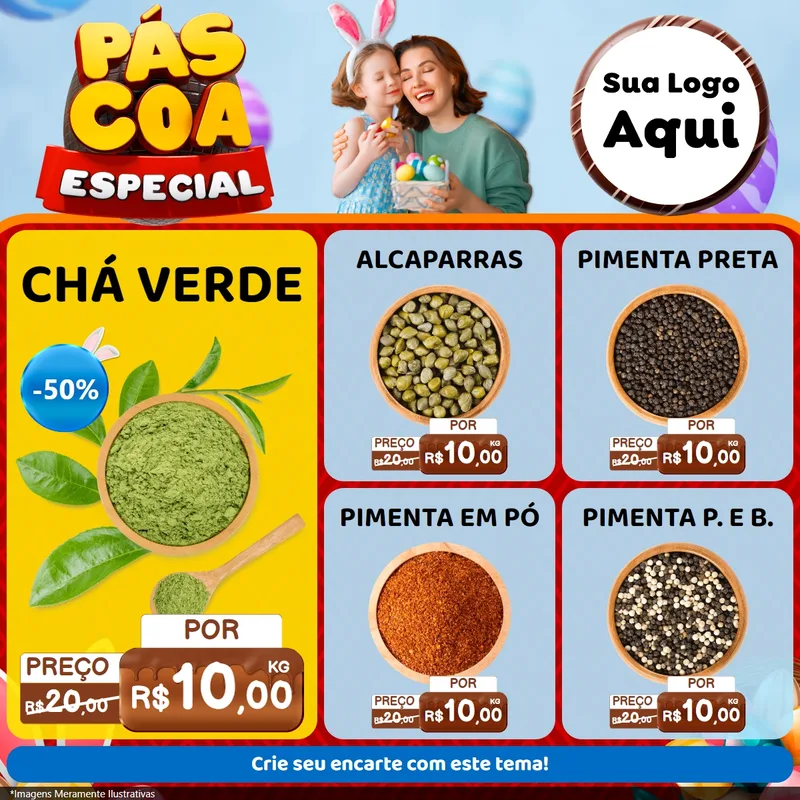 Modelo de Rede Social para Feed Facebook com o tema Páscoa Especial para Produtos Naturais