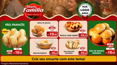 Modelo de TV para TV Horizontal com o tema Alegria Em Família - Super Ofertas para Padaria