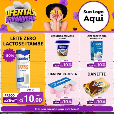 Modelo de Rede Social para Feed Facebook com o tema Ofertas Da Primavera para Frios e Laticínios