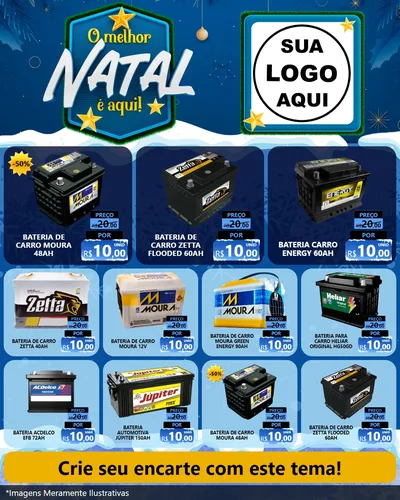Modelo de Rede Social para Feed Instagram com o tema O Melhor Natal É Aqui! para Baterias Elétricas