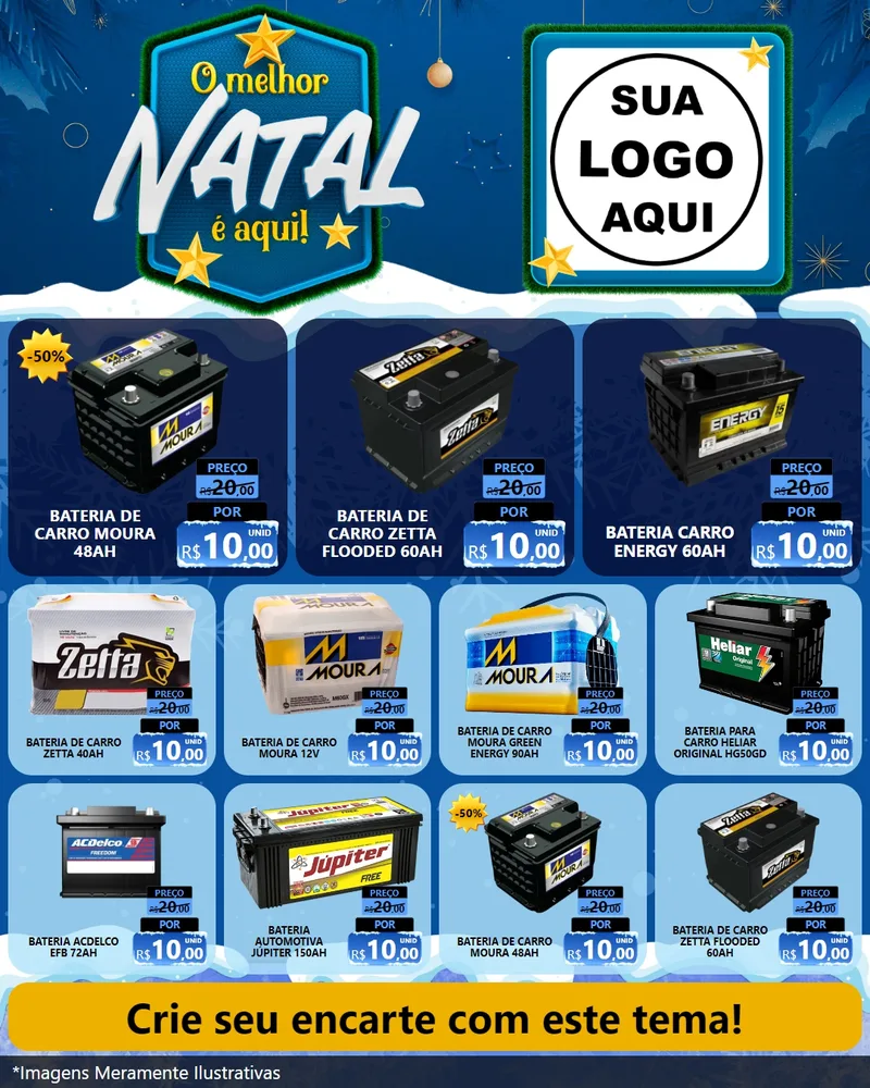 Modelo de Rede Social para Feed Instagram com o tema O Melhor Natal É Aqui! para Baterias Elétricas