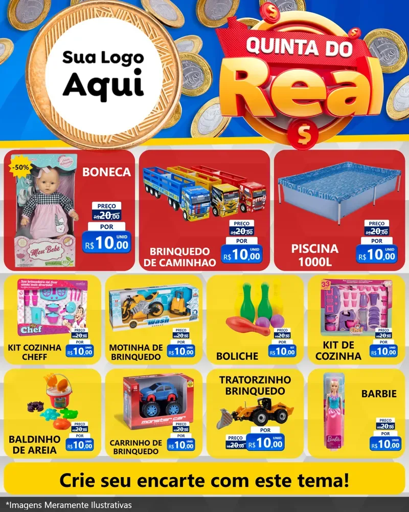 Modelo de Rede Social para Feed Instagram com o tema Quinta do Real para Brinquedos