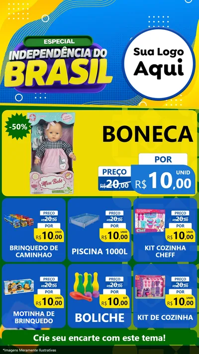 Modelo de Rede Social para Stories com o tema Especial Independência do Brasil para Brinquedos