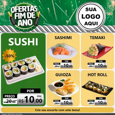 Modelo de Rede Social para Feed Facebook com o tema Ofertas Fim de Ano para Comida japonesa