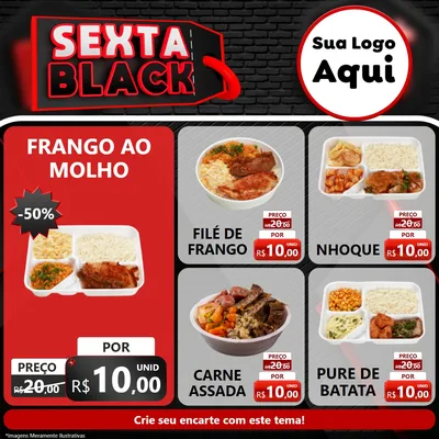 Modelo de Rede Social para Feed Facebook com o tema Sexta Black para Restaurante