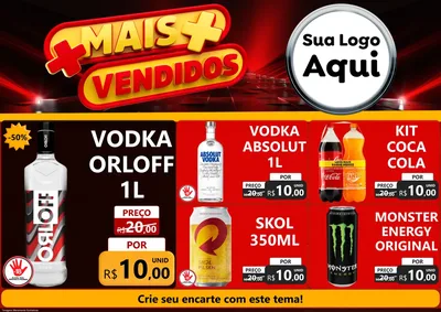 Modelo de Encarte para Encarte A4 Horizontal com o tema Mais Vendidos para Distribuidora de bebidas
