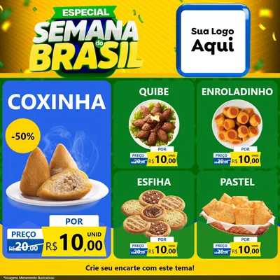 Modelo de Rede Social para Feed Facebook com o tema Especial Semana do Brasil para Salgadaria