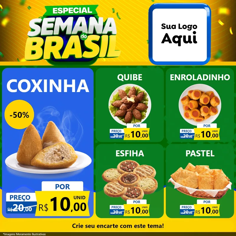 Modelo de Rede Social para Feed Facebook com o tema Especial Semana do Brasil para Salgadaria