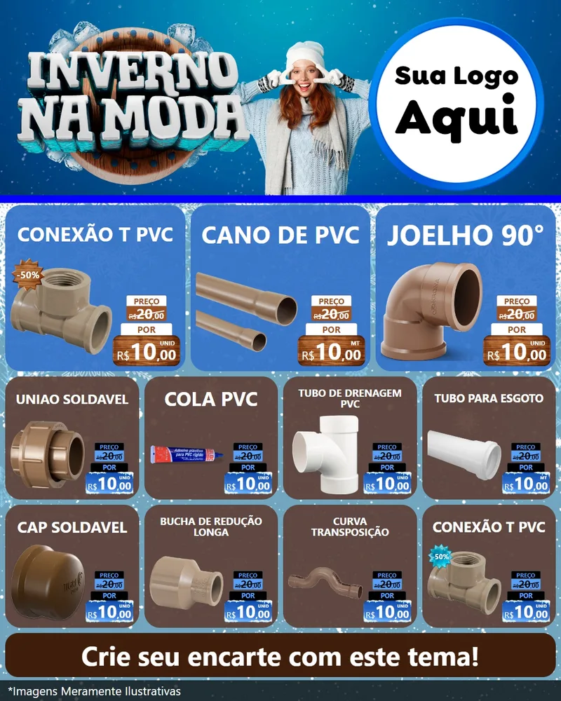 Modelo de Rede Social para Feed Instagram com o tema Inverno na Moda para Tubos e conexões