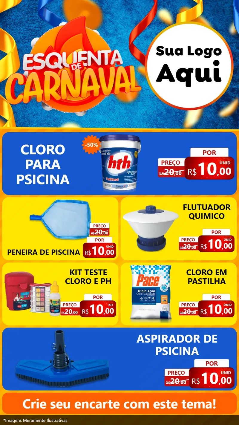 Modelo de TV para TV Vertical com o tema Esquenta de Carnaval para Produtos para Piscina