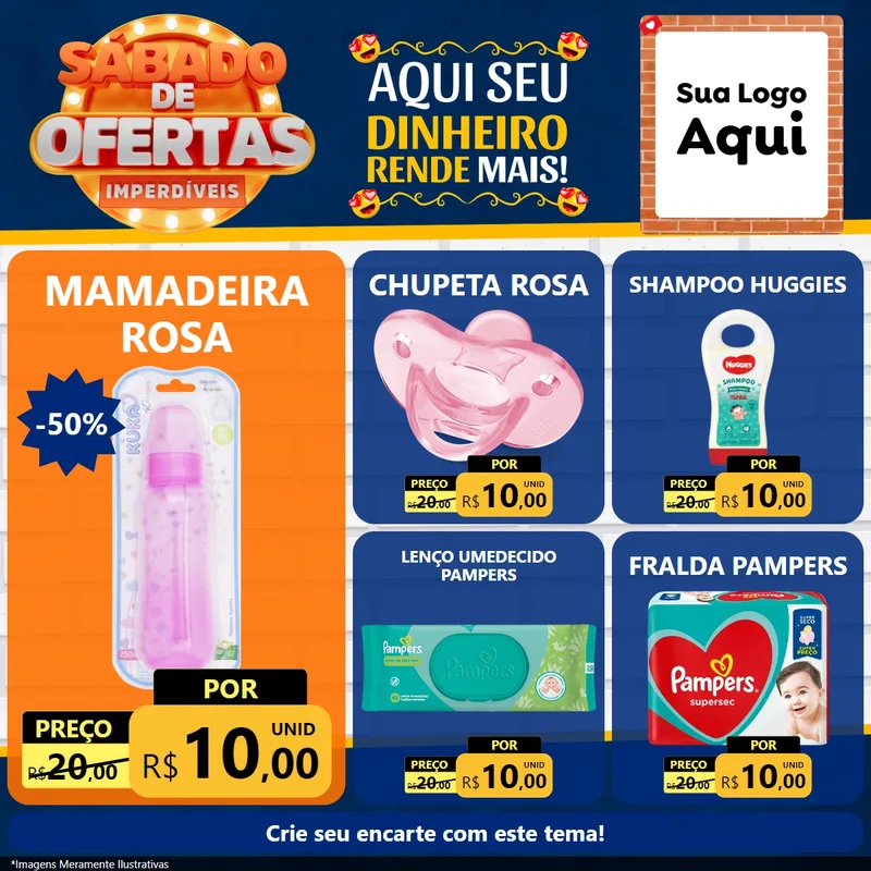 Modelo de Rede Social para Feed Facebook com o tema Sábado de Ofertas Imperdíveis para Bebês