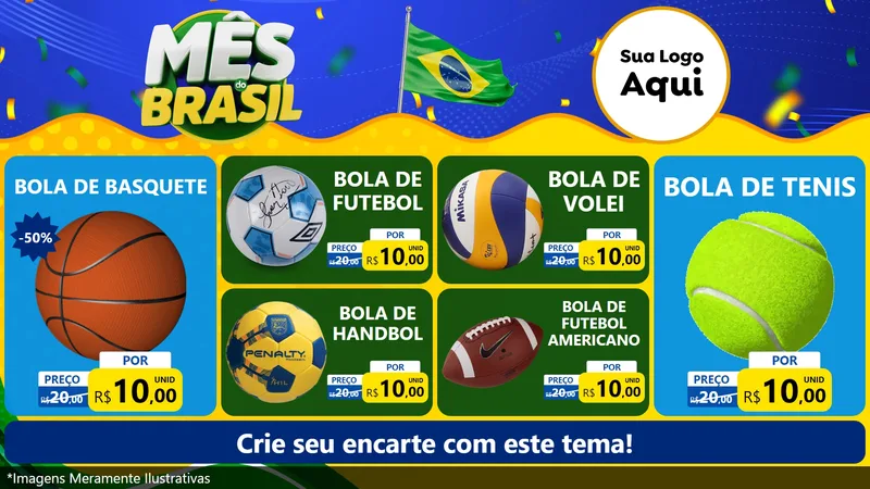 Modelo de TV para TV Horizontal com o tema Mês do Brasil para Artigos Esportivos