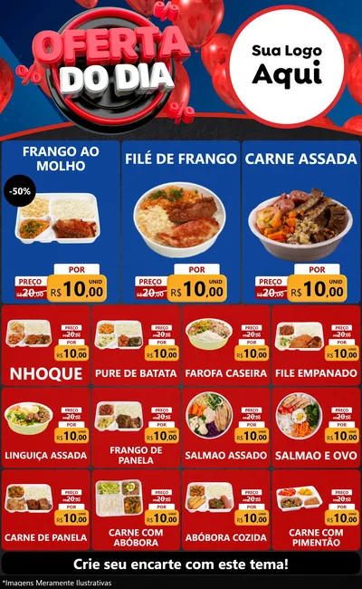 Modelo de Encarte para Encarte Grande com o tema Oferta do Dia para Restaurante
