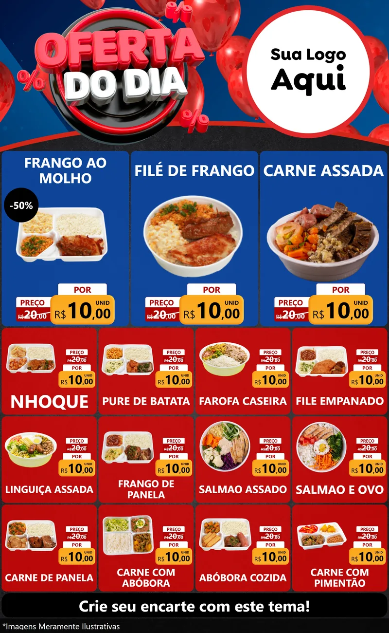 Modelo de Encarte para Encarte Grande com o tema Oferta do Dia para Restaurante