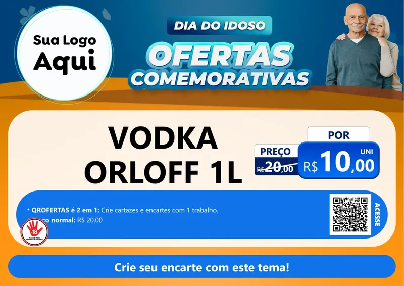 Modelo de Cartaz para Cartaz A4 Horizontal com o tema Dia do Idoso para Distribuidora de bebidas