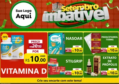 Modelo de Encarte para Encarte A4 Horizontal com o tema Setembro Imbatível para Farmácia