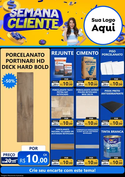 Modelo de Encarte para Encarte A4 Vertical com o tema Semana do Cliente para Pisos e revestimentos