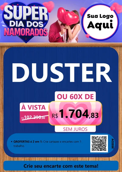 Modelo de Cartaz para Cartaz A4 Vertical com o tema Super Dia dos Namorados para Concessionaria de Carros