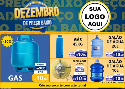 Modelo de Encarte para Encarte A4 Horizontal com o tema Dezembro de Preço Baixo para Água e gás