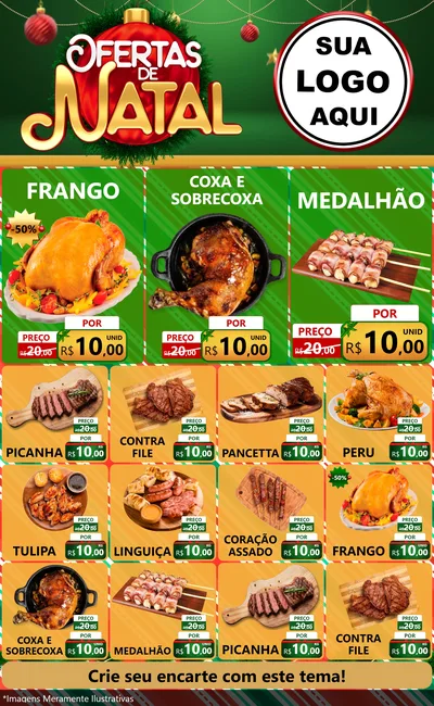 Modelo de Encarte para Encarte Grande com o tema Ofertas de Natal para Assados